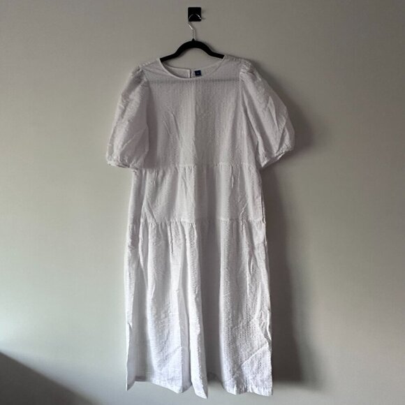 NWT - Tall Old Navy Tiered Puff-Sleeve All-Day Midi Swing Dress - Picture 6 of 11